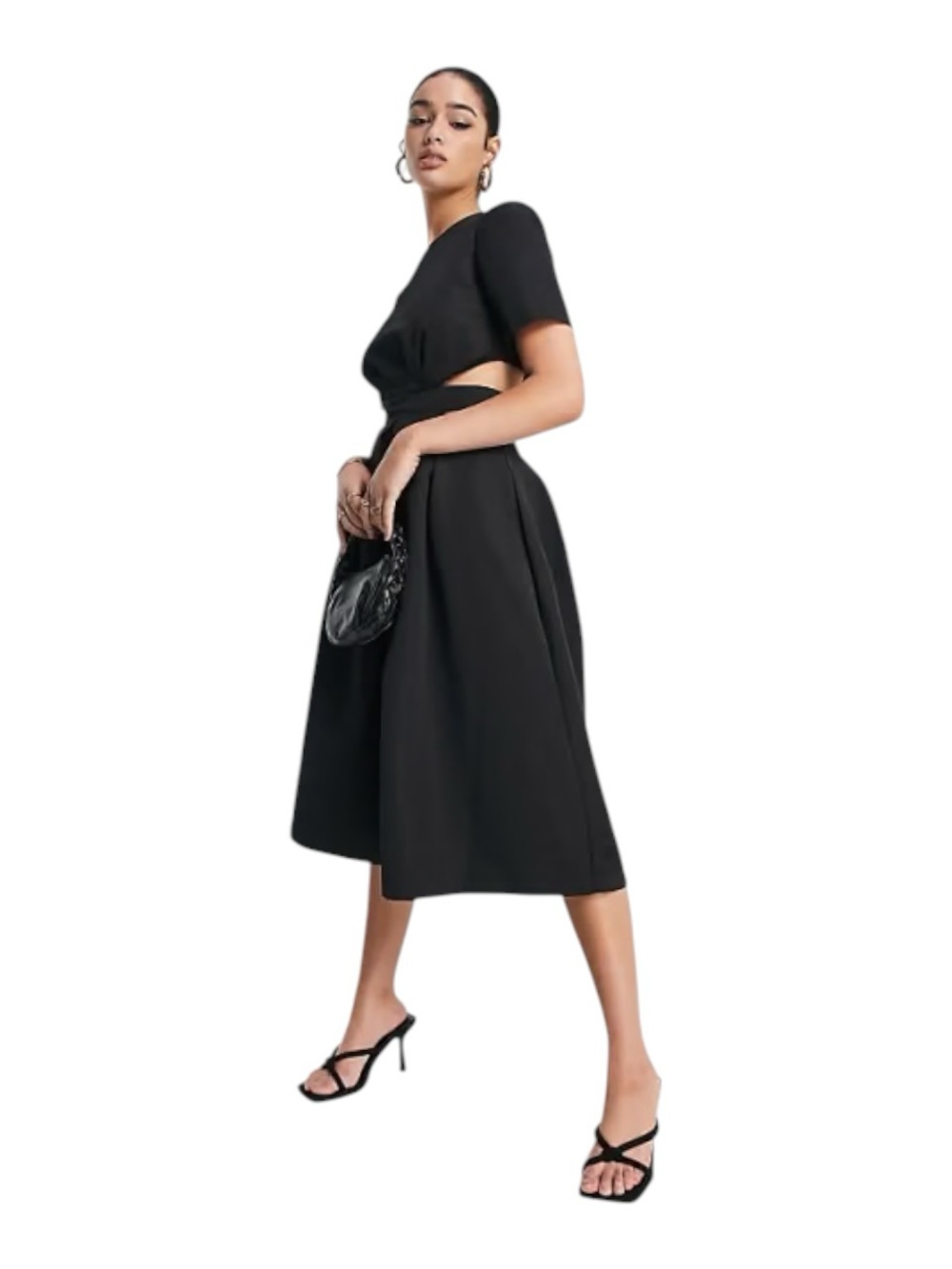 Nobody’s Child Black Alice Cut Out Ottoman Women Midi Dress Sz 8